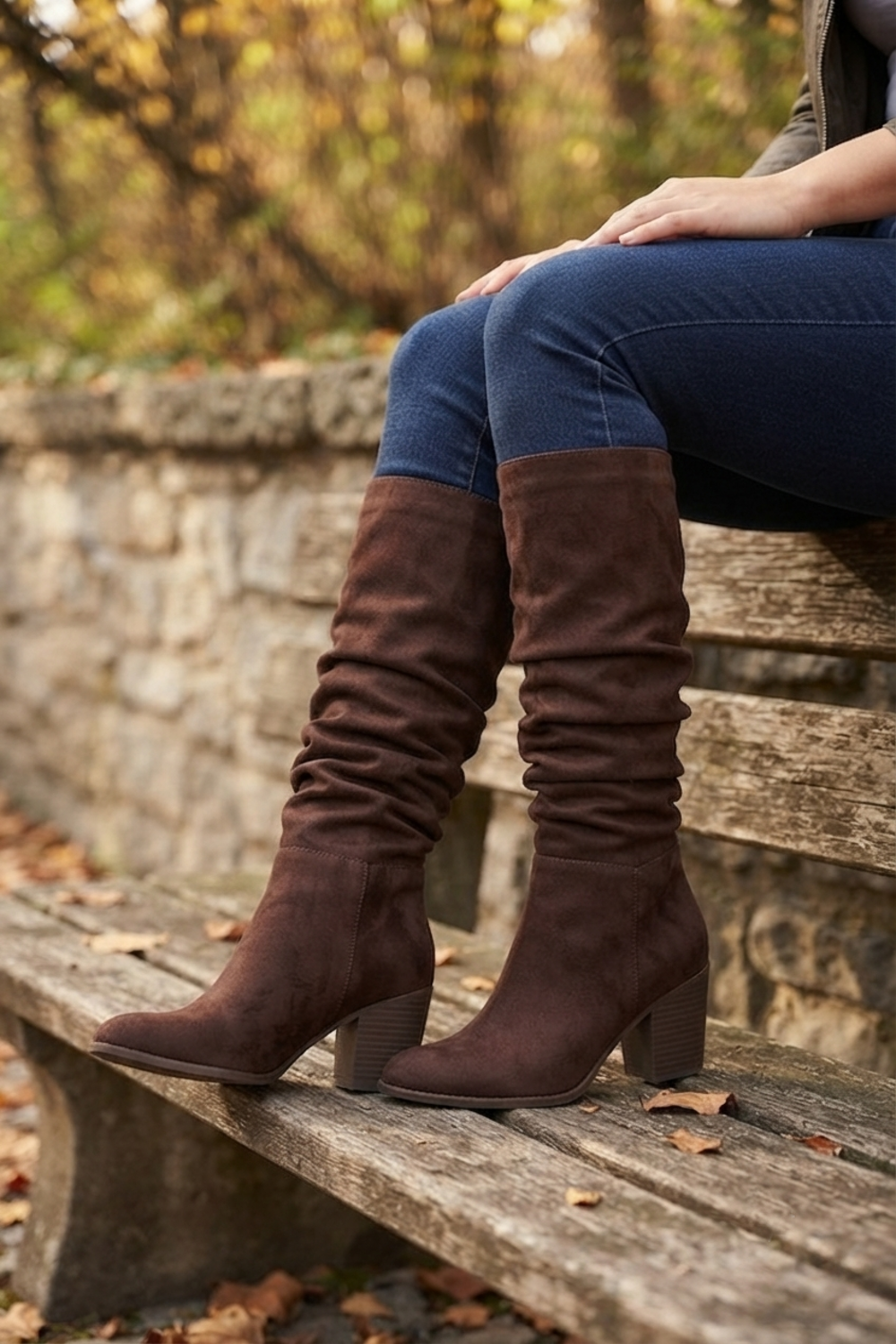 Cassie Chocolate Suede Slouch Knee High Boots