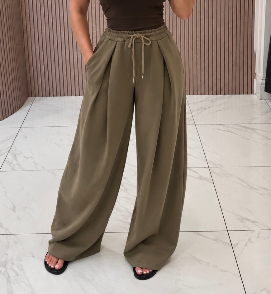 Elma Khaki Wide Leg Jogger Trousers
