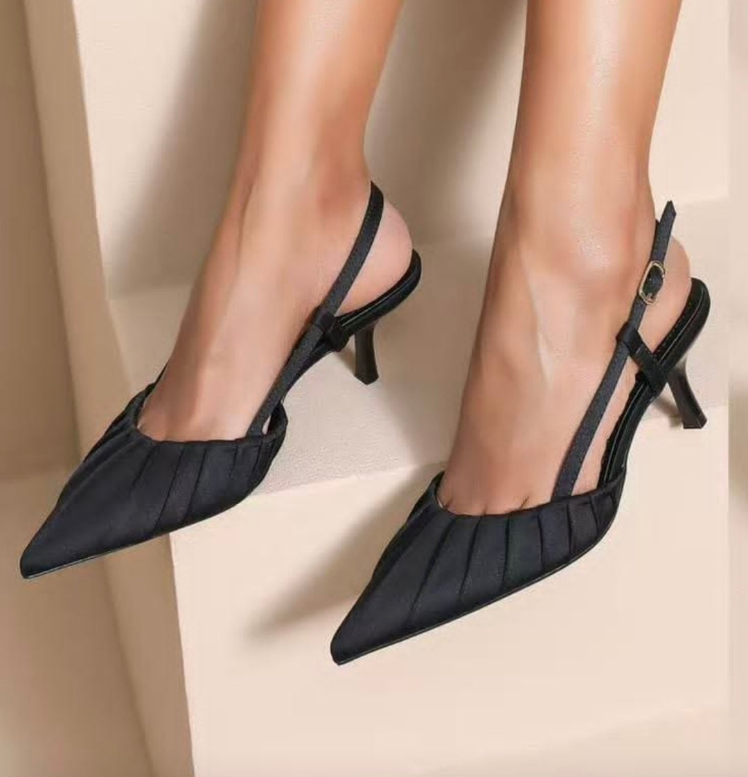 Arianna Black Slingback Shoes