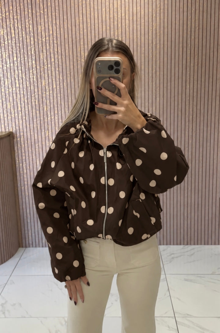 Darla Chocolate Polka Dot Lightweight Jacket