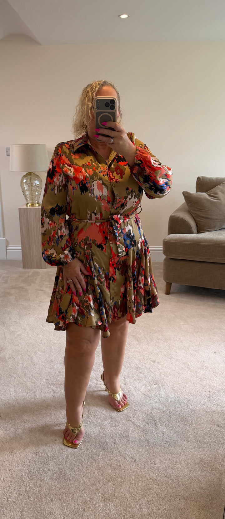 Rhea Floral Print Belted Skater Dress