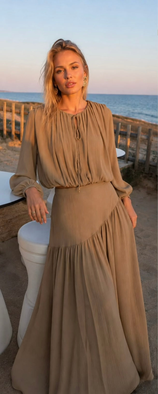 Kirsty Long Sleeve Top &amp; Maxi Skirt Co Ord Set