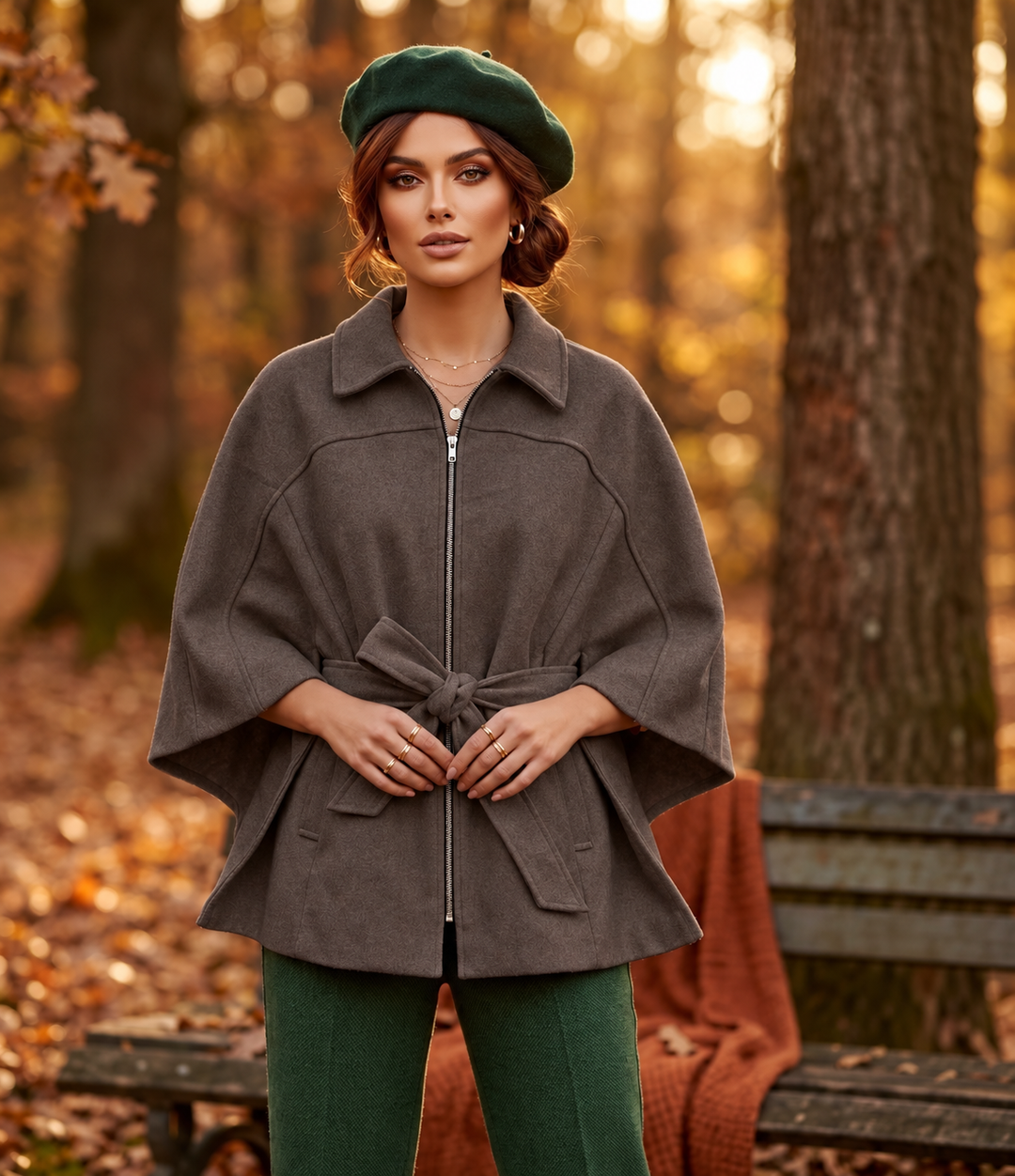 Catrina Mocha Tie Belt Cape