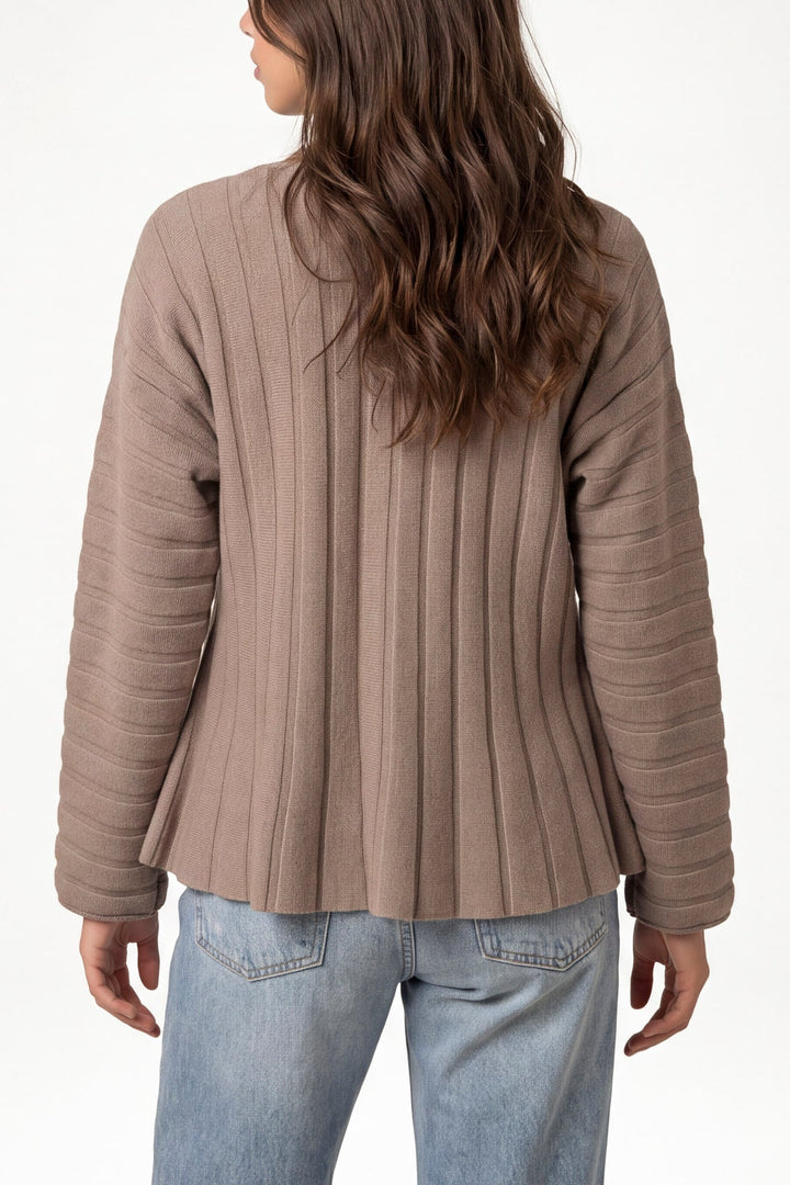 Sian Mocha Rib Knit Peplum Hem Top