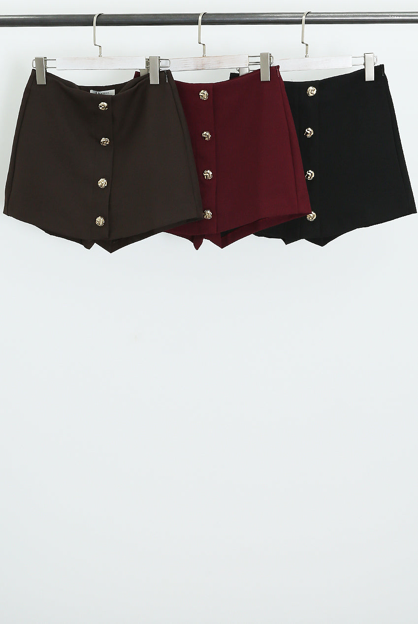 Matilda Burgundy/Wine Button Tailored Skort
