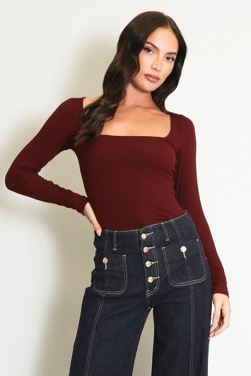 Zana Burgundy/Wine Slinky Double Layer Top