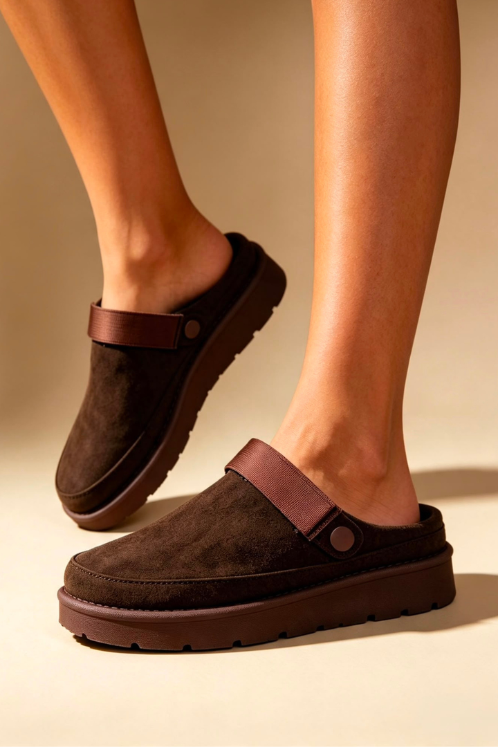 Esta Chocolate Fleece Lined Mule