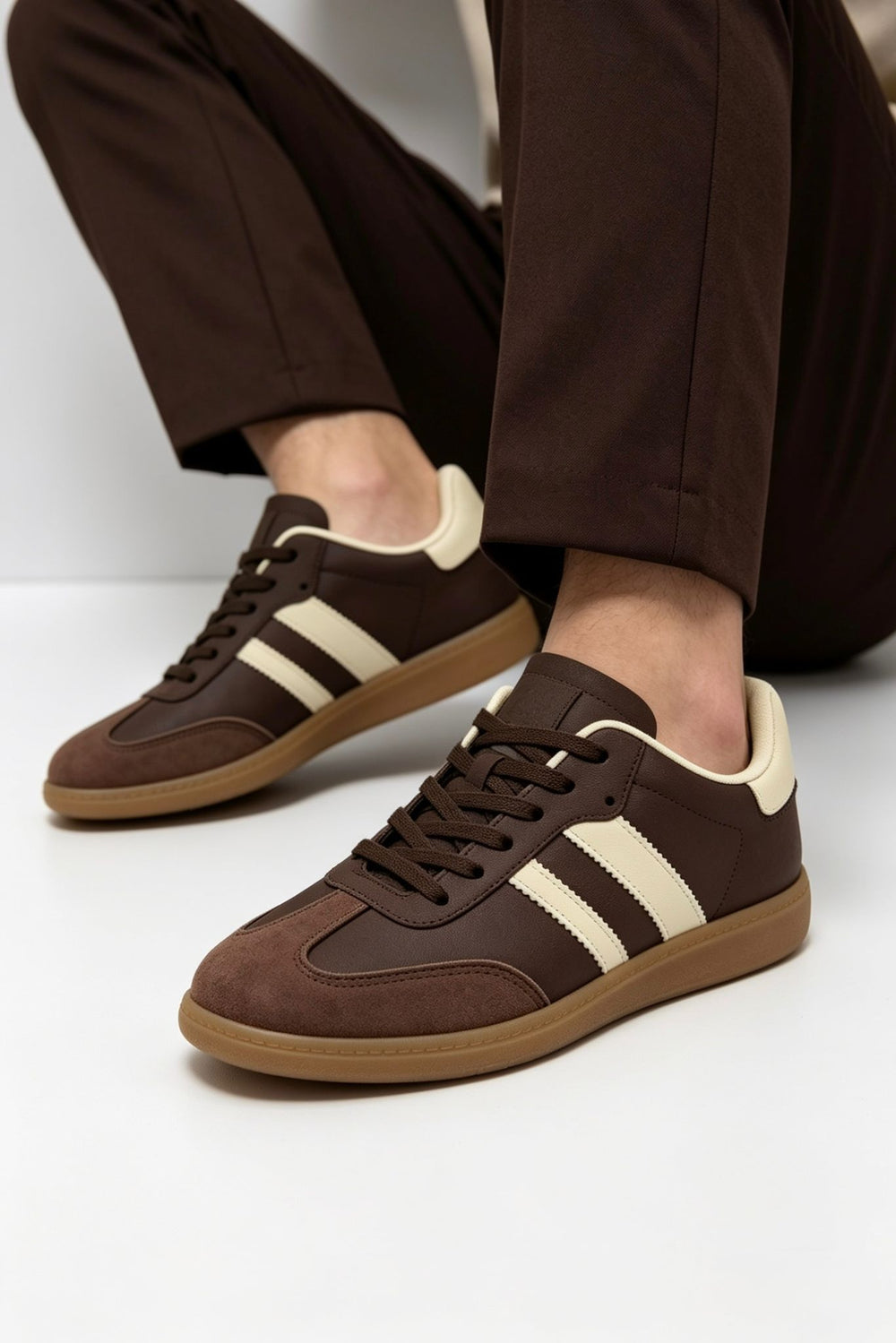 Paloma Chocolate Side Stripe Trainers