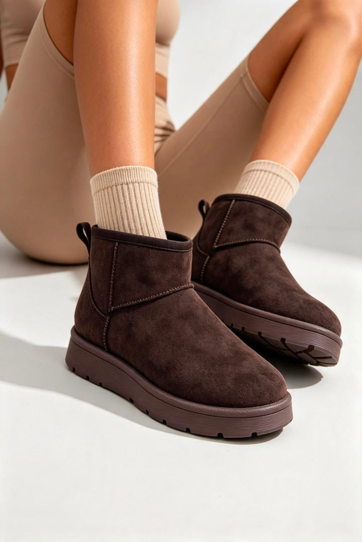 Coco Chocolate Ultra Mini Faux Suede Lined Boots