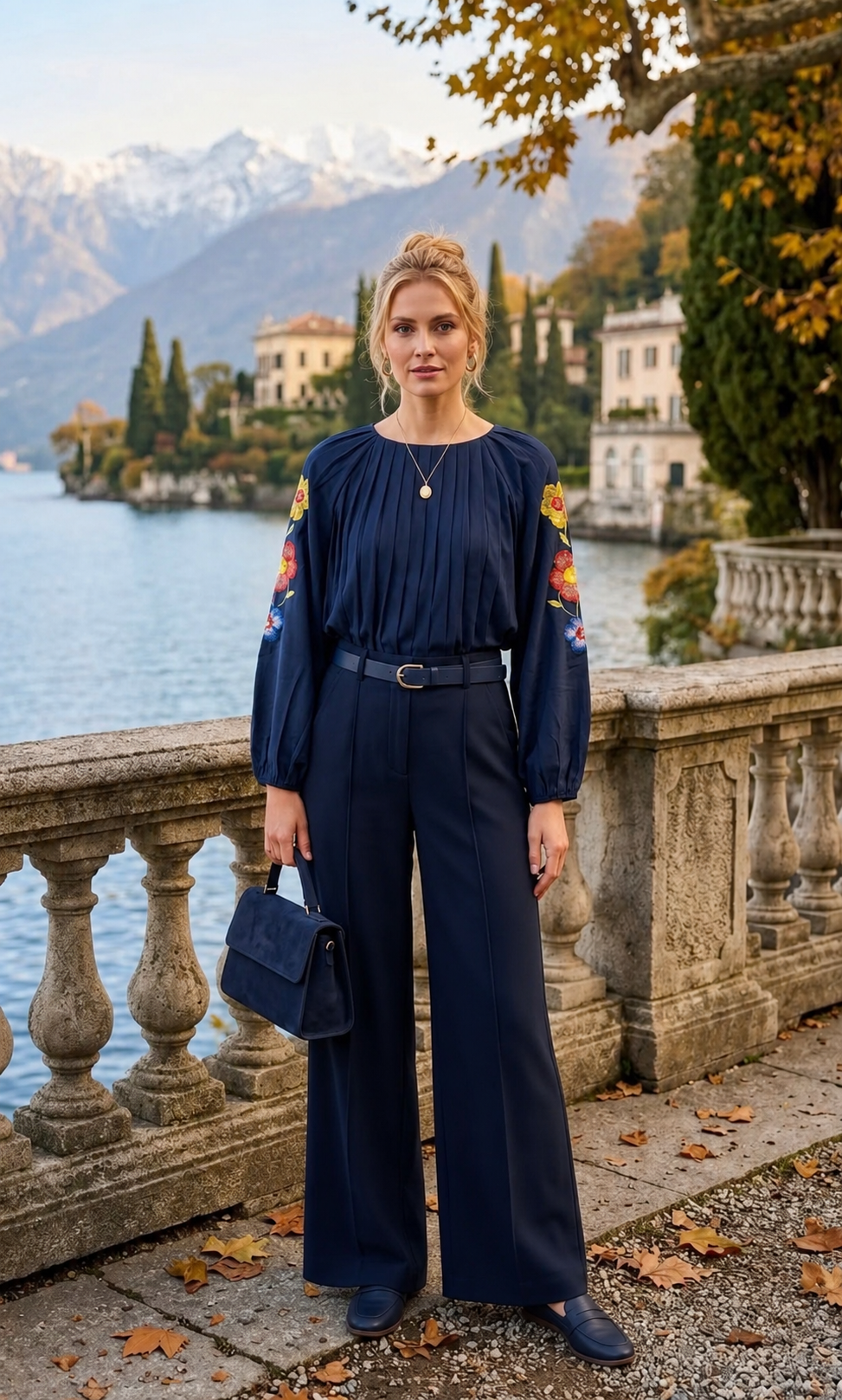 Evelyn Navy Belted Scuba Trousers
