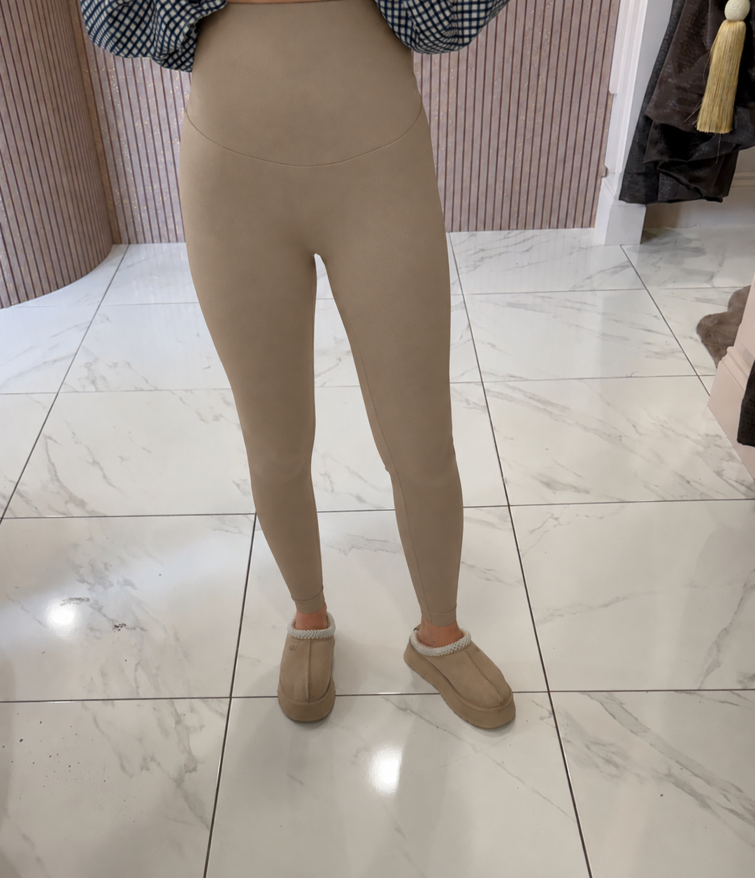 Kaci Beige High Waist Leggings