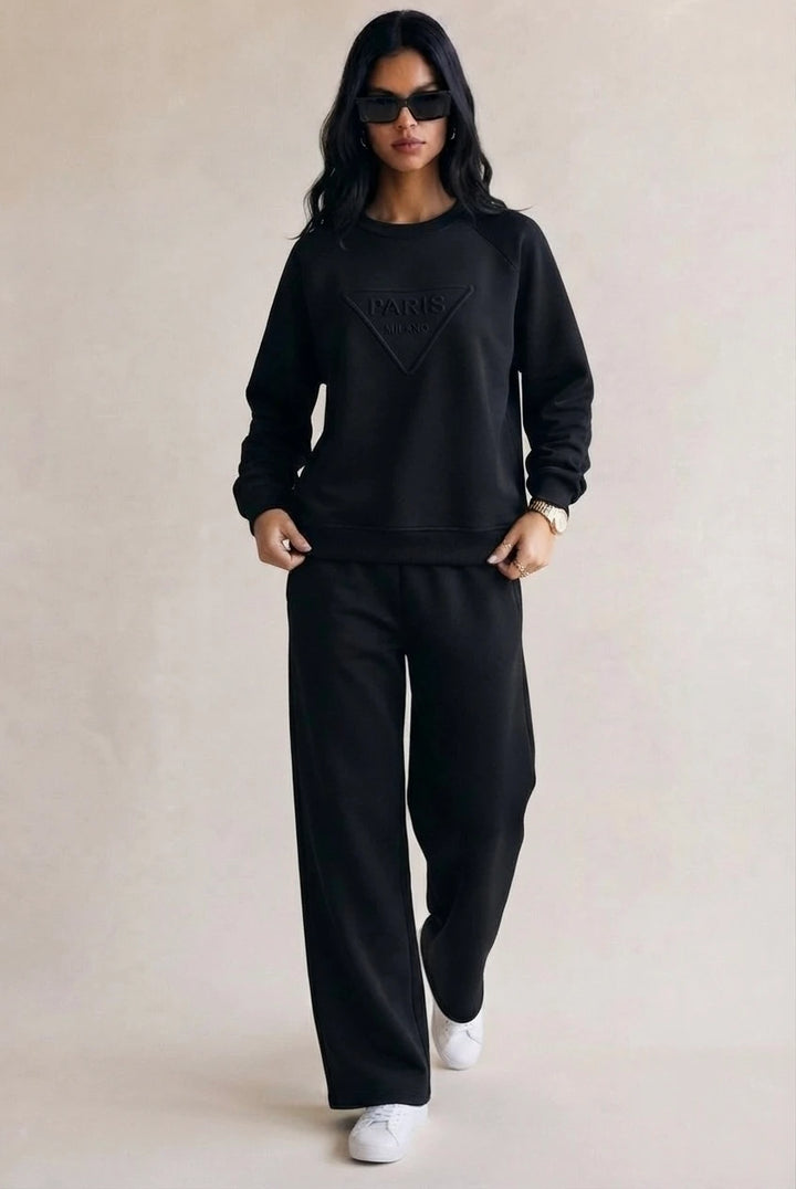 Paris Black Sweater &amp; Jogger Trousers Co Ord