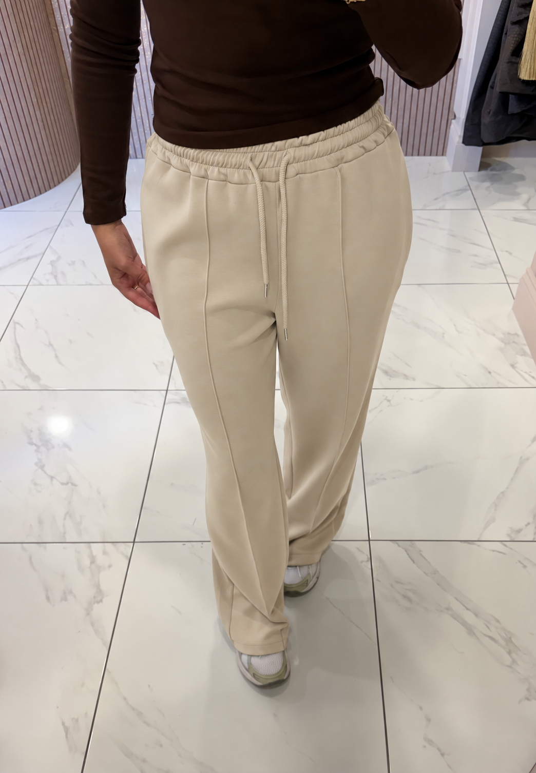 Alex Cream Seam Front Jogger Trousers