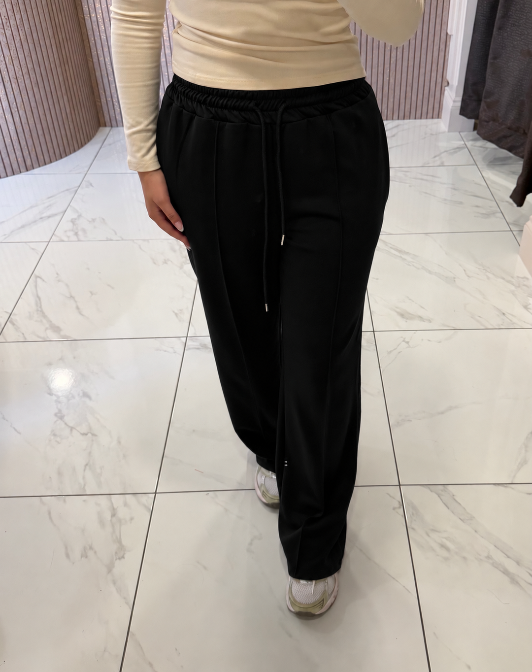 Alex Black Seam Front Jogger Trousers