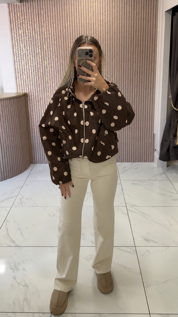 Darla Chocolate Polka Dot Lightweight Jacket
