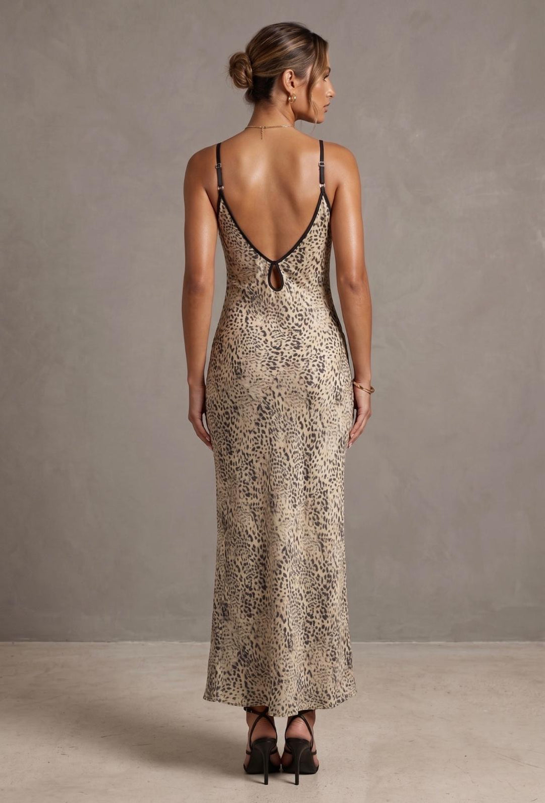 Phoebe Leopard Print Satin Slip Dress