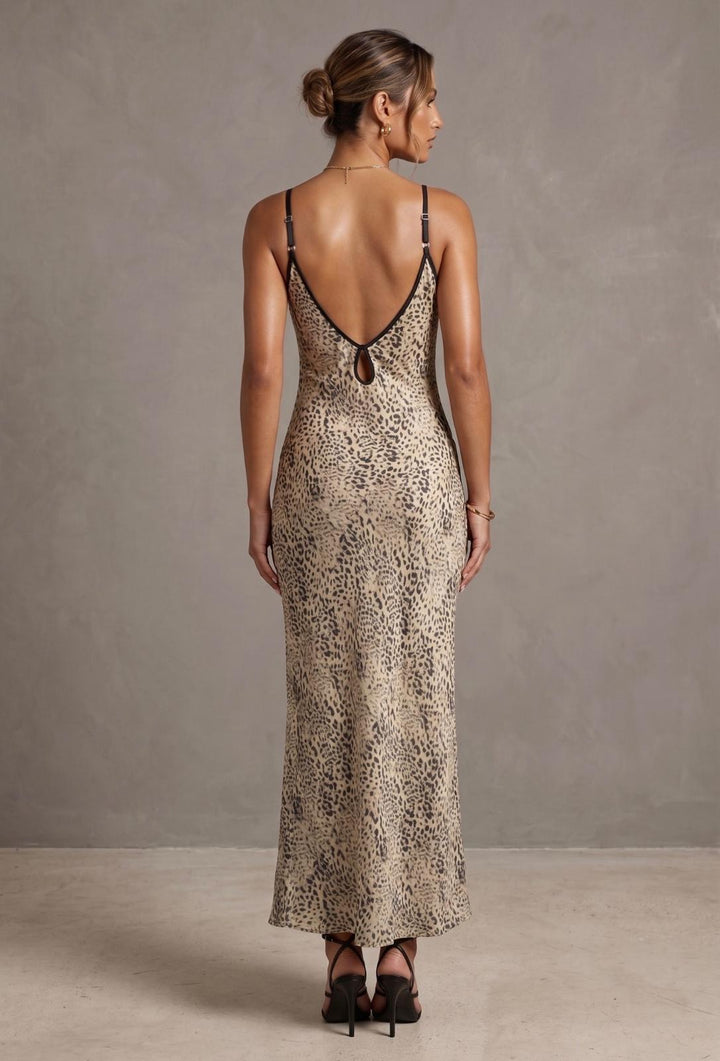 Phoebe Leopard Print Satin Slip Dress